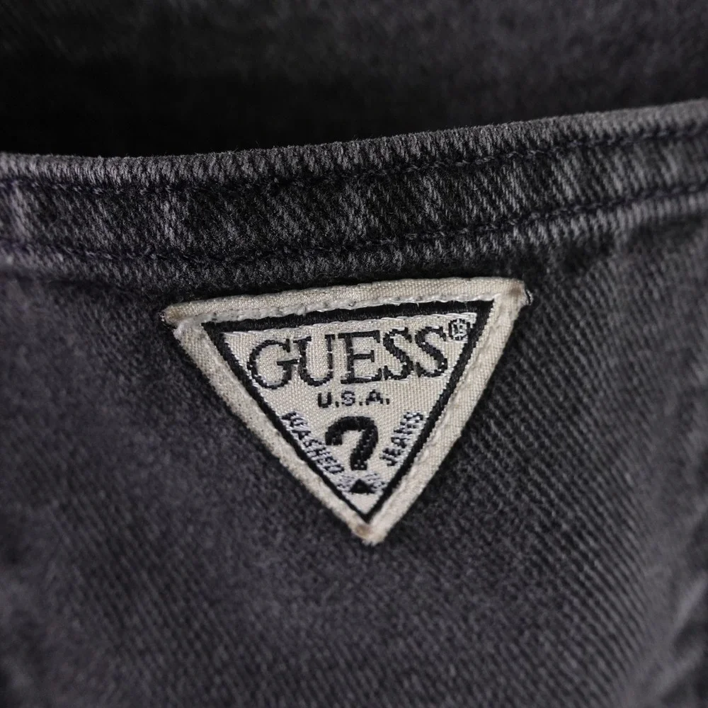 Vintage Guess Jeans Mens 32x32 Black High Waisted Tapered Leg Denim‎ Made in USA